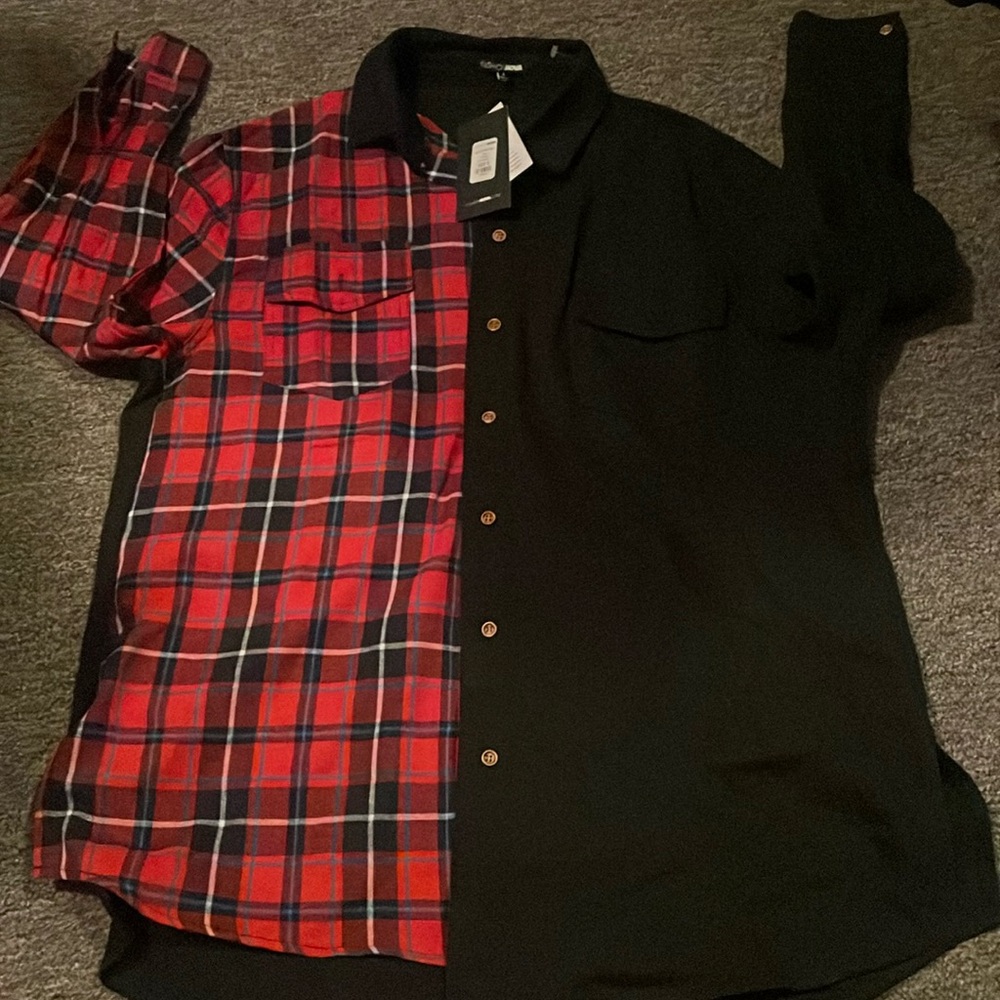 NWT Mens very sharp looking “Let me be plaid” shirt. Sz sm